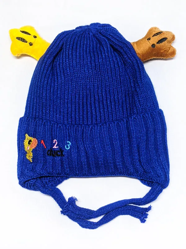 Blue Beanie Winter Caps For Kids/Unisex Winter Hat/Warm Knitted Beanie for Kids KWC14