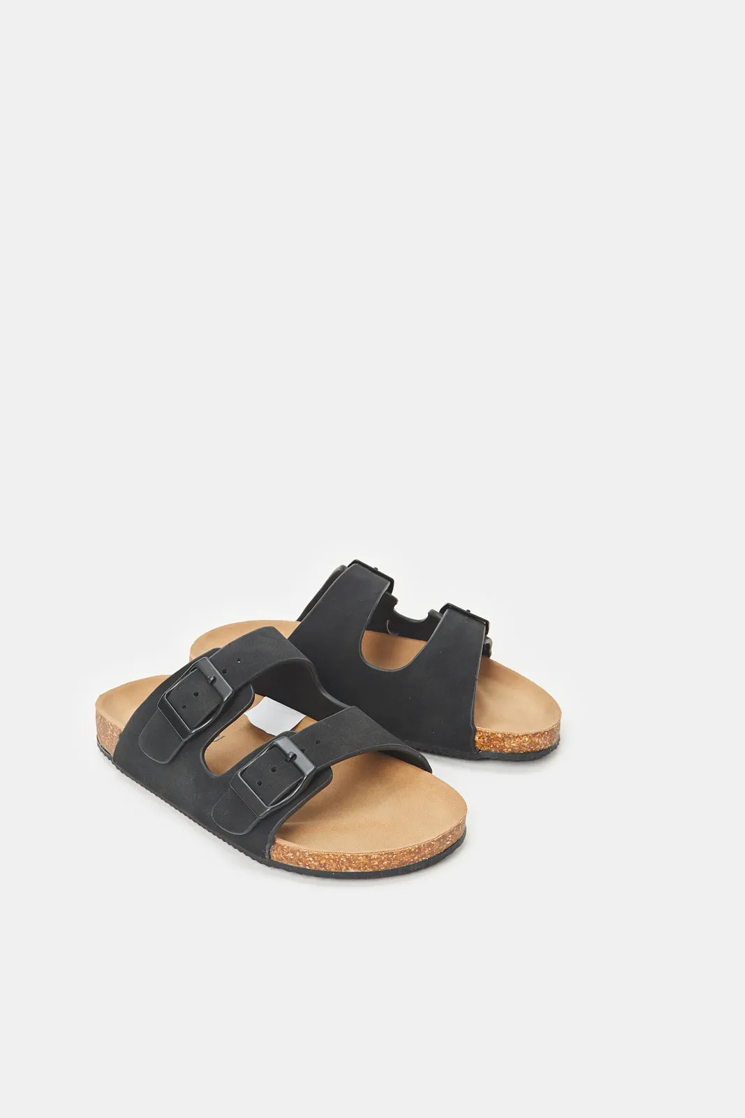 Boys Black Solid Cork Sandal