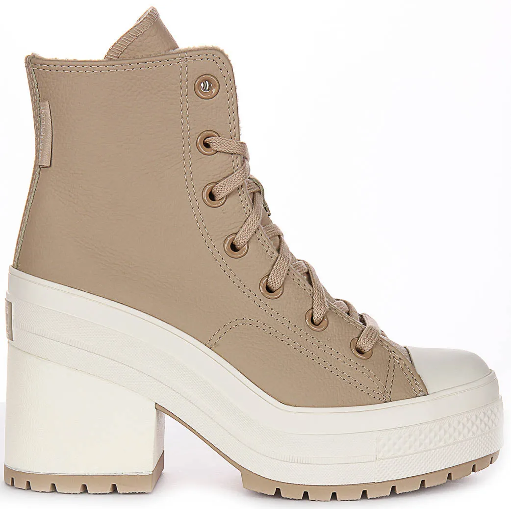 Converse A12345C Chuck 70 De Luxe Heel Platform Taupe Leather