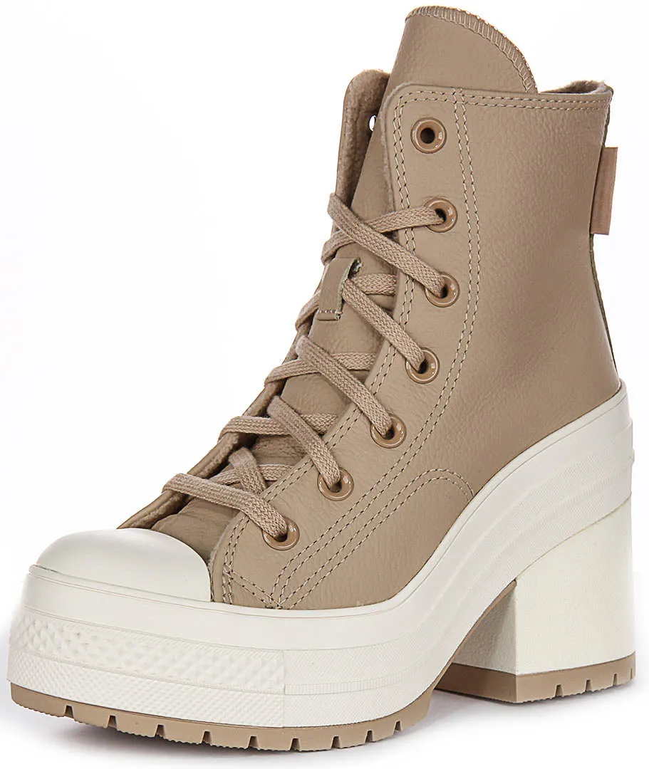 Converse A12345C Chuck 70 De Luxe Heel Platform Taupe Leather