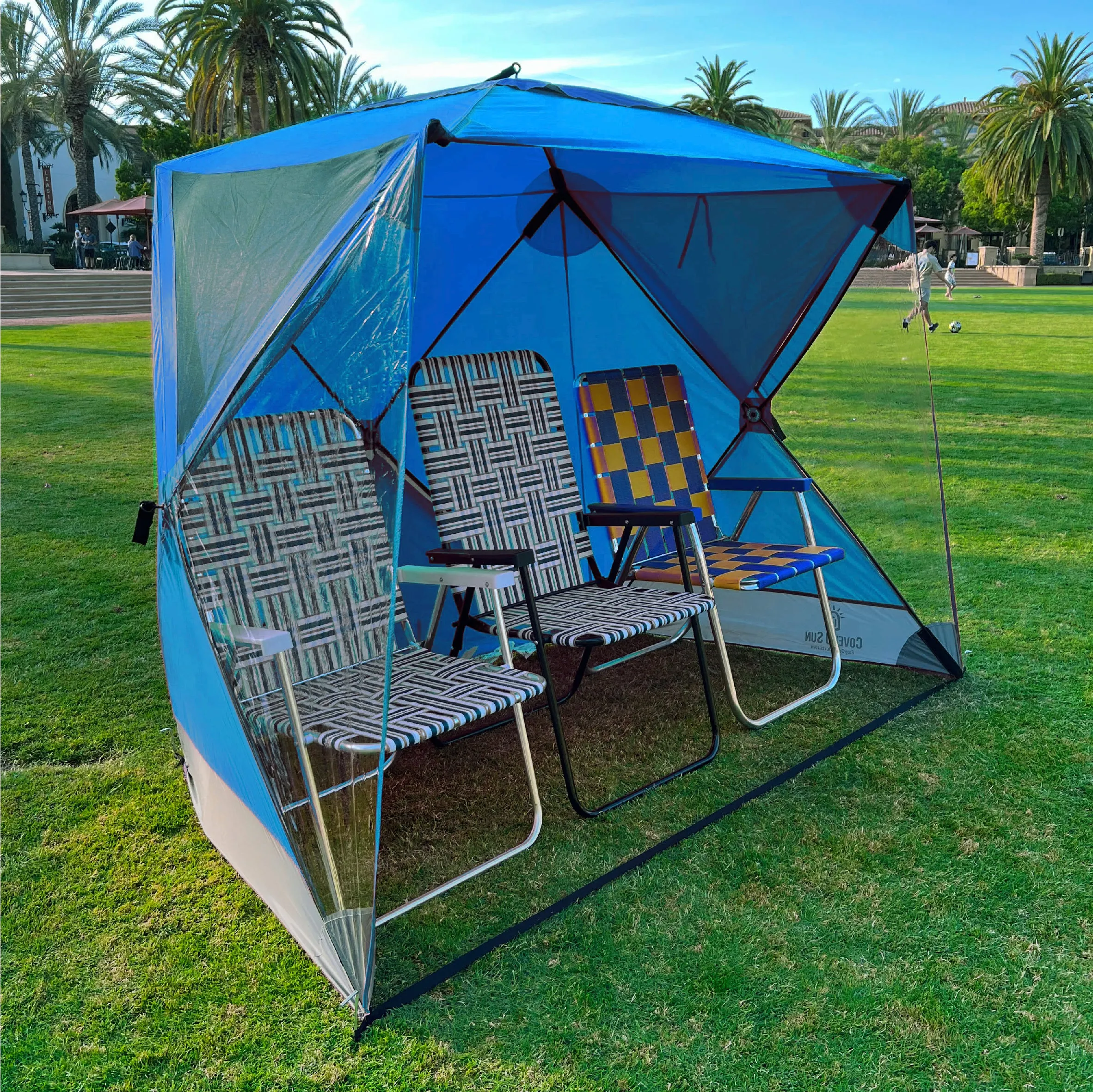 CoverU Sports Tent Pod SUN Protection – Pop Up 2 Person Hot Climate Canopy Shelter – Patent Pending - BLUE