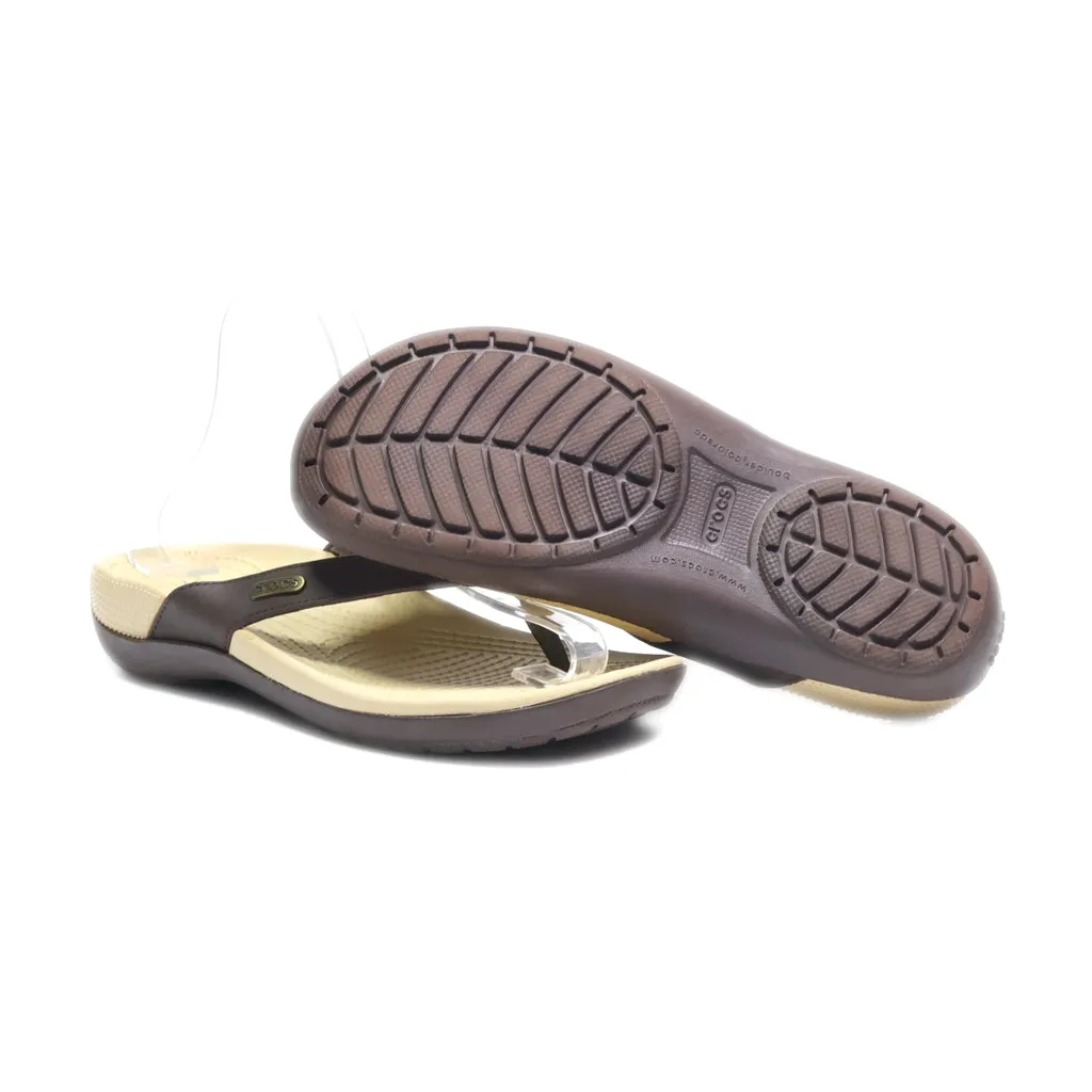 Crocs Slippers Leather Brown Colour For Women