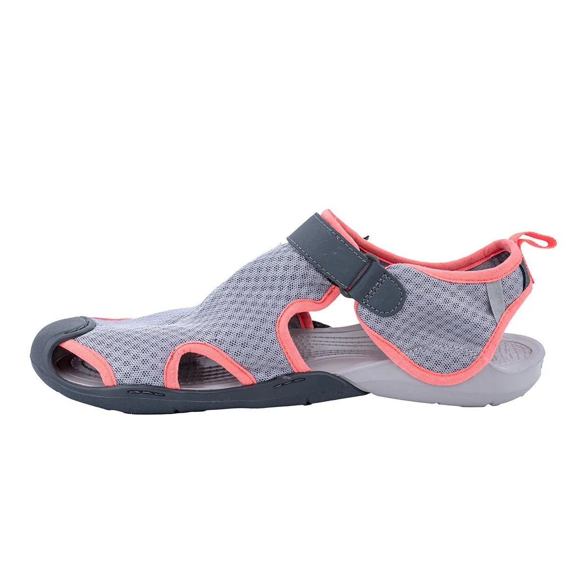 Crocs Swiftwater Deck Sandals Mesh Fabric Grey Colour For Women