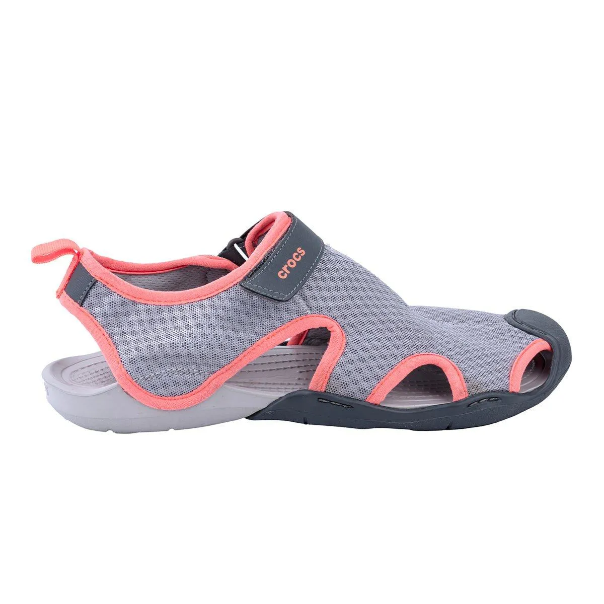 Crocs Swiftwater Deck Sandals Mesh Fabric Grey Colour For Women