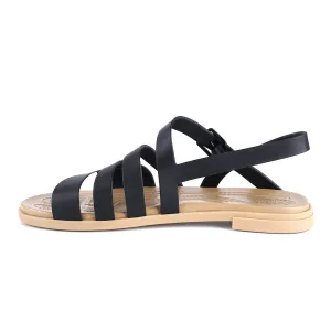 Crocs Tulum Strap Flat Sandals Rubber Black Colour For Women