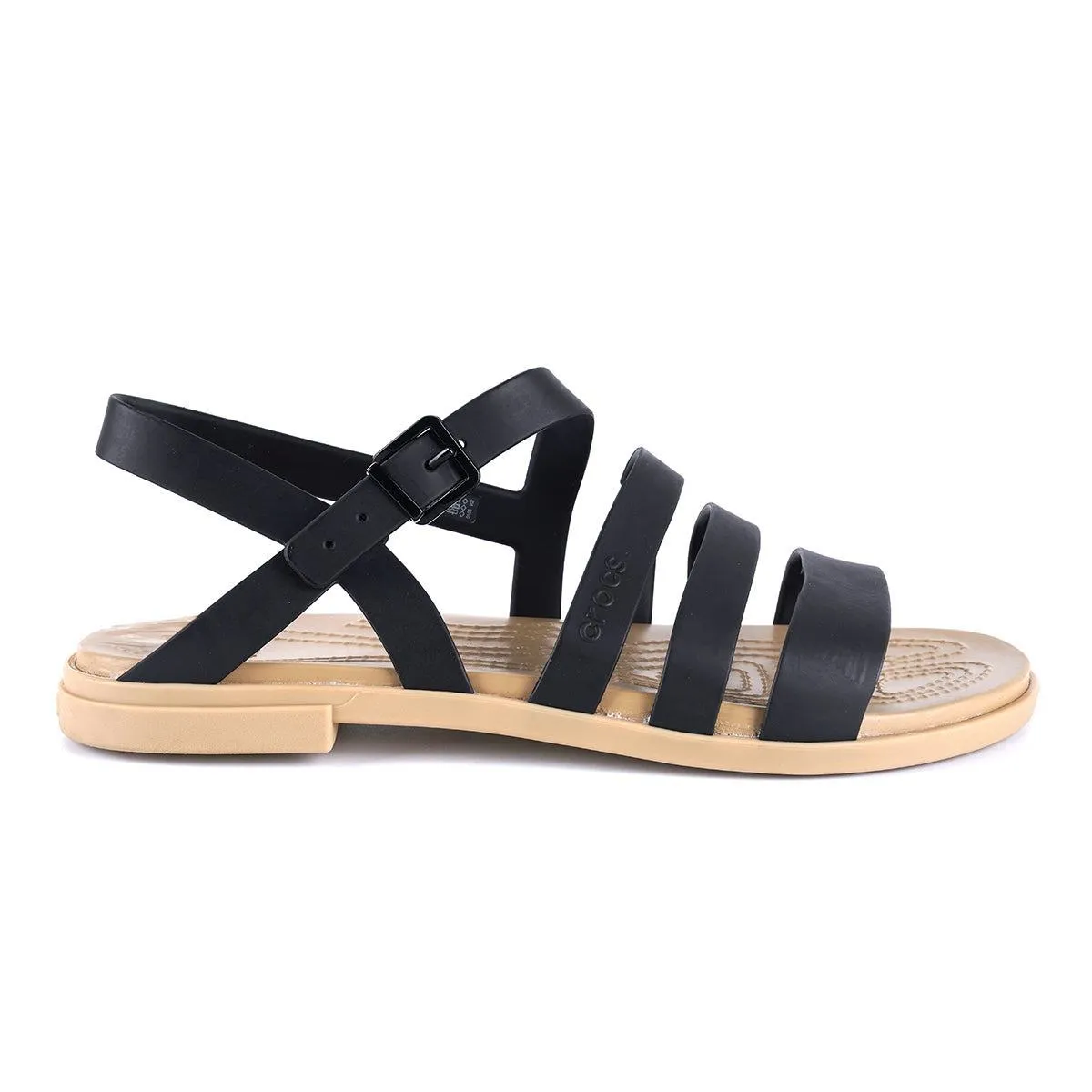 Crocs Tulum Strap Flat Sandals Rubber Black Colour For Women