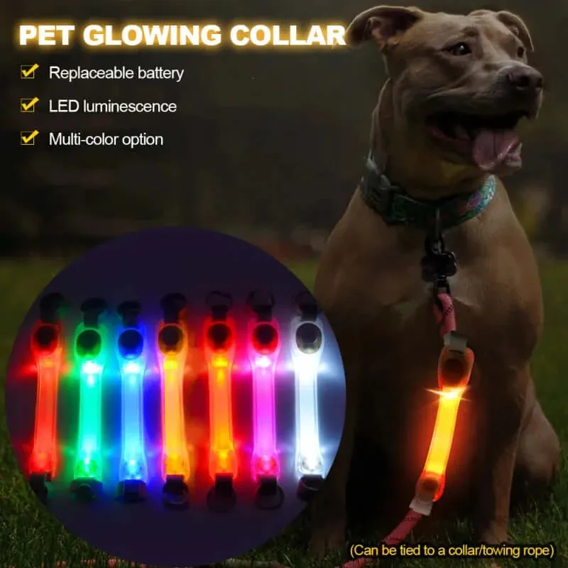 Dog Anti Lost Safety Glowing Collar Outdoor Waterproof Warning LED Flashing Light Strip