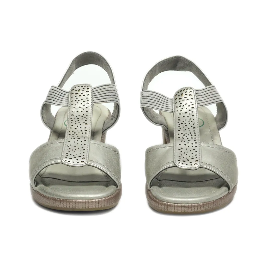 Footflexx Mid-Heel Sandals Leather Grey Colour For Women