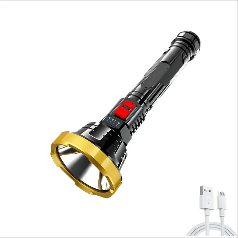 High brightness LED flashlight USB rechargeable Camping Household outdoor long-range waterproof light with flash power display