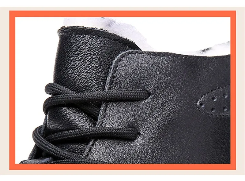 Hnzxzm Autumn Winter Shoes Men Genuine Leather Boots Black Warm Plush Cold Winter Mens Ankle Boots Leather Male Footwear A4875