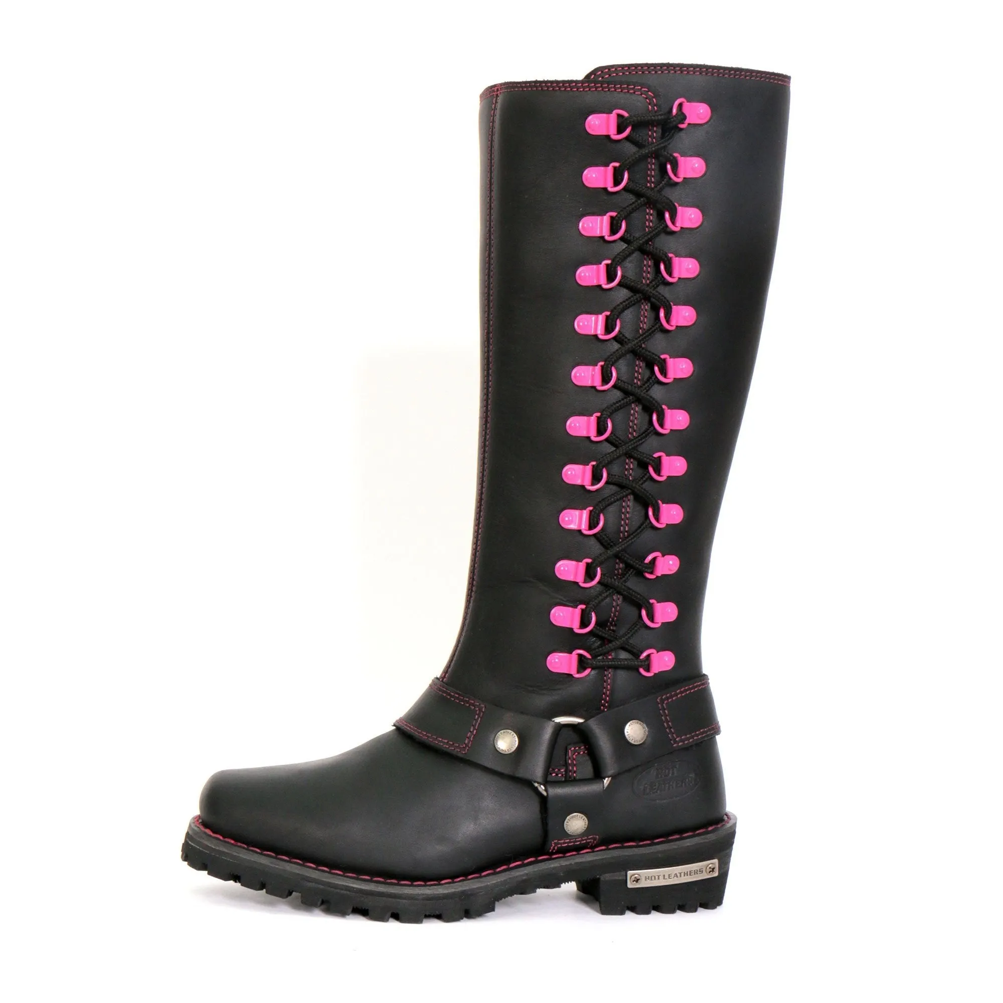 Hot Leathers BTL1006 Ladies 14-inch Black Knee-High Leather Boots with Side Zipper Entry