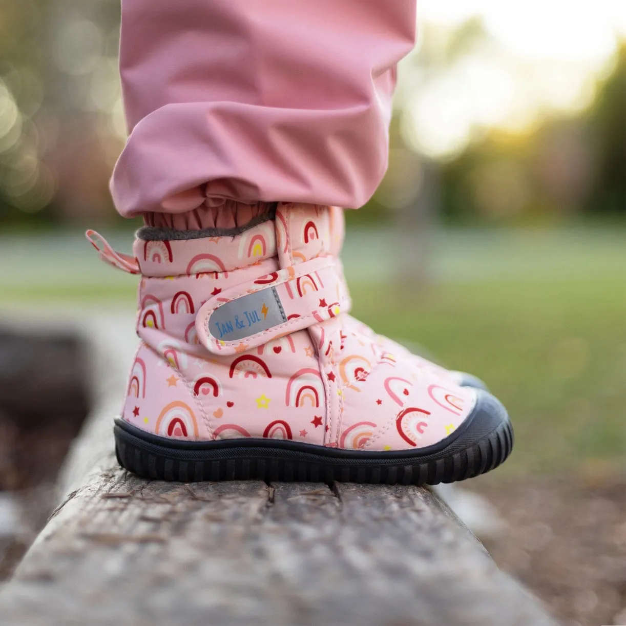 Jan & Jul Kids Toasty-Dry Boots/Booties - Pink Rainbow