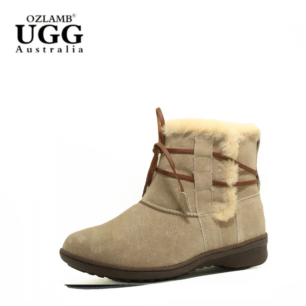 Lace Up Short Boots - Sand