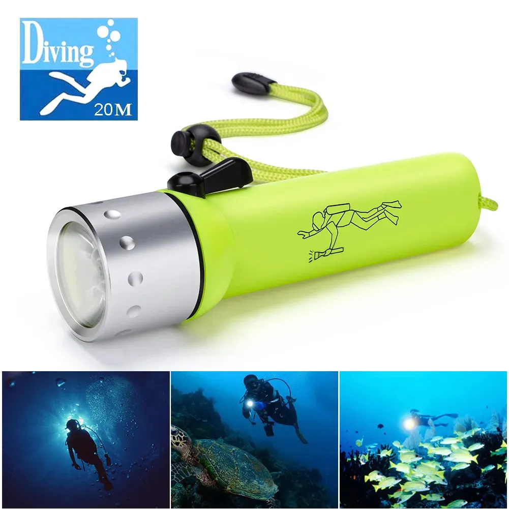 LED Diving Flashlight Lamp Waterproof scuba Diver Flashlight underwater Diving Flash Light Torch camping outdoor Fish work light