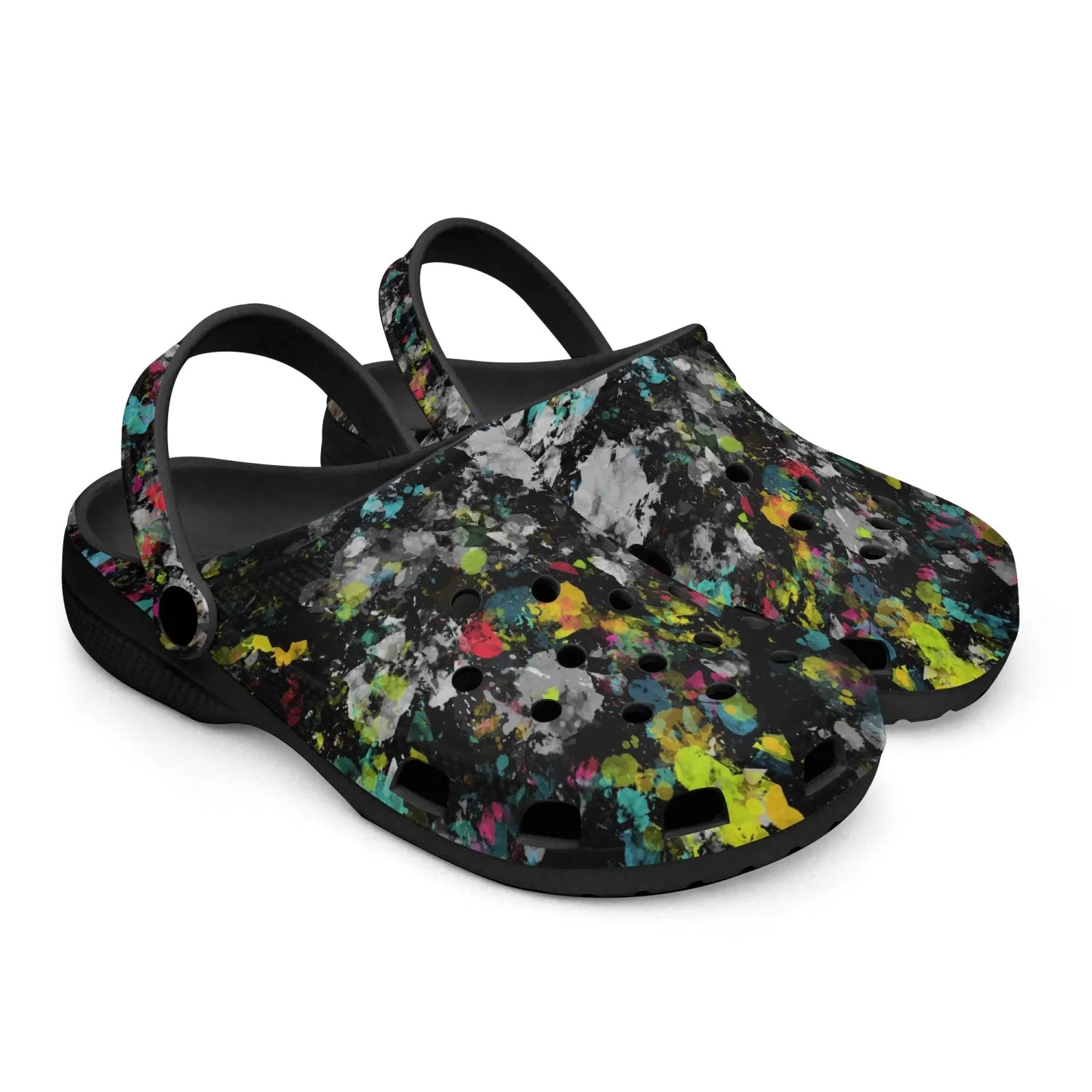 Men's Lightweight Clogs Black Abstract