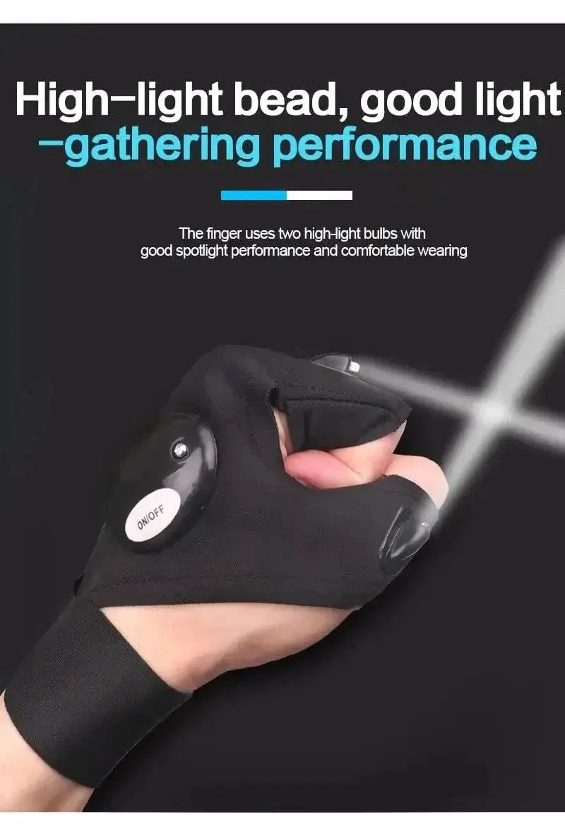 Night Light Fingerless Glove Waterproof Led Fishing Gloves Camping Hiking Survival Rescue Multi Light Tool Outdoor Tool