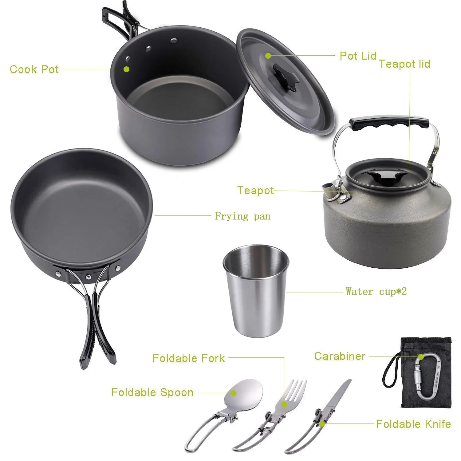 Outdoor Cookware Set for 2-3 People