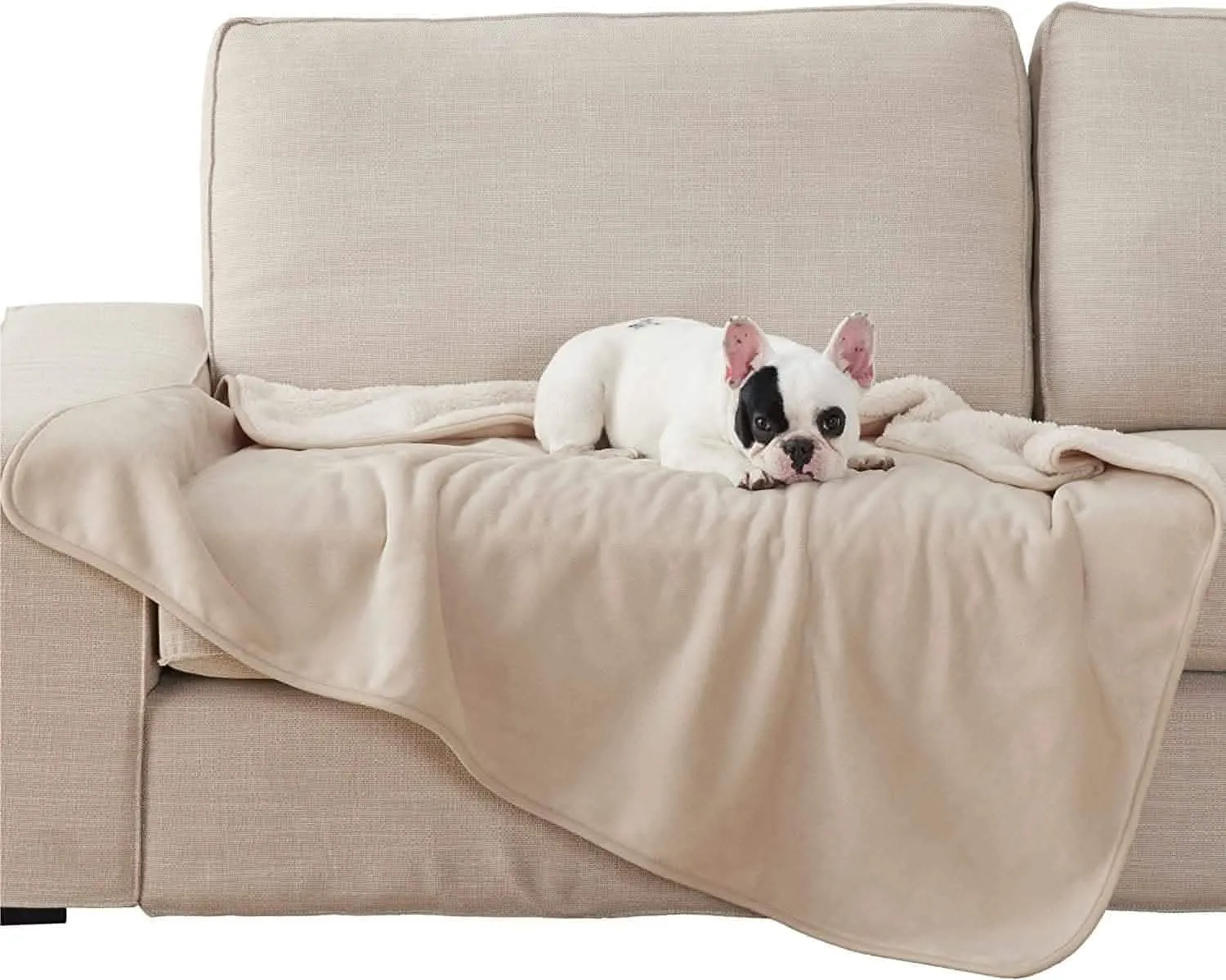 Reversible Sherpa and Microfiber Fleece Dog Blanket