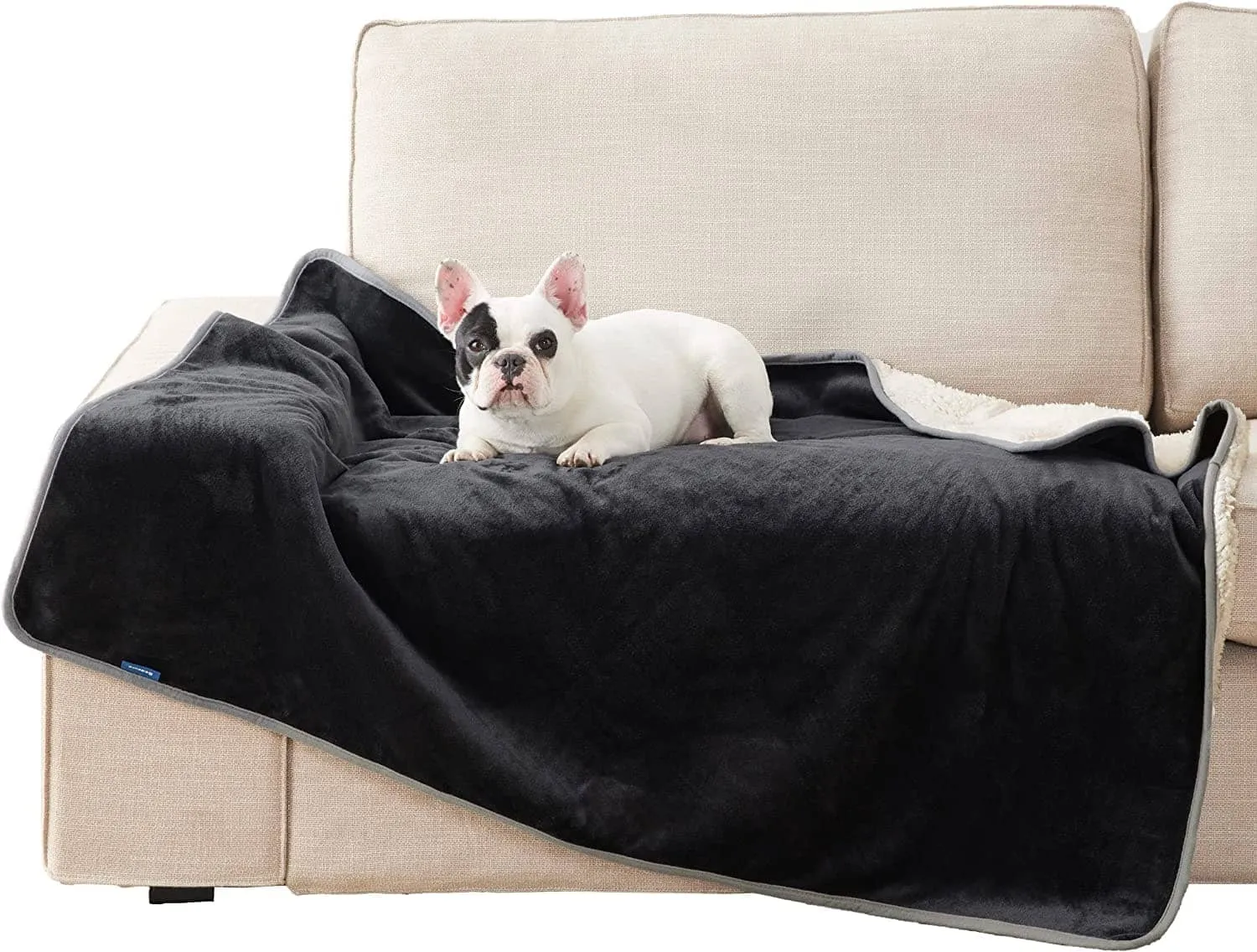 Reversible Sherpa and Microfiber Fleece Dog Blanket