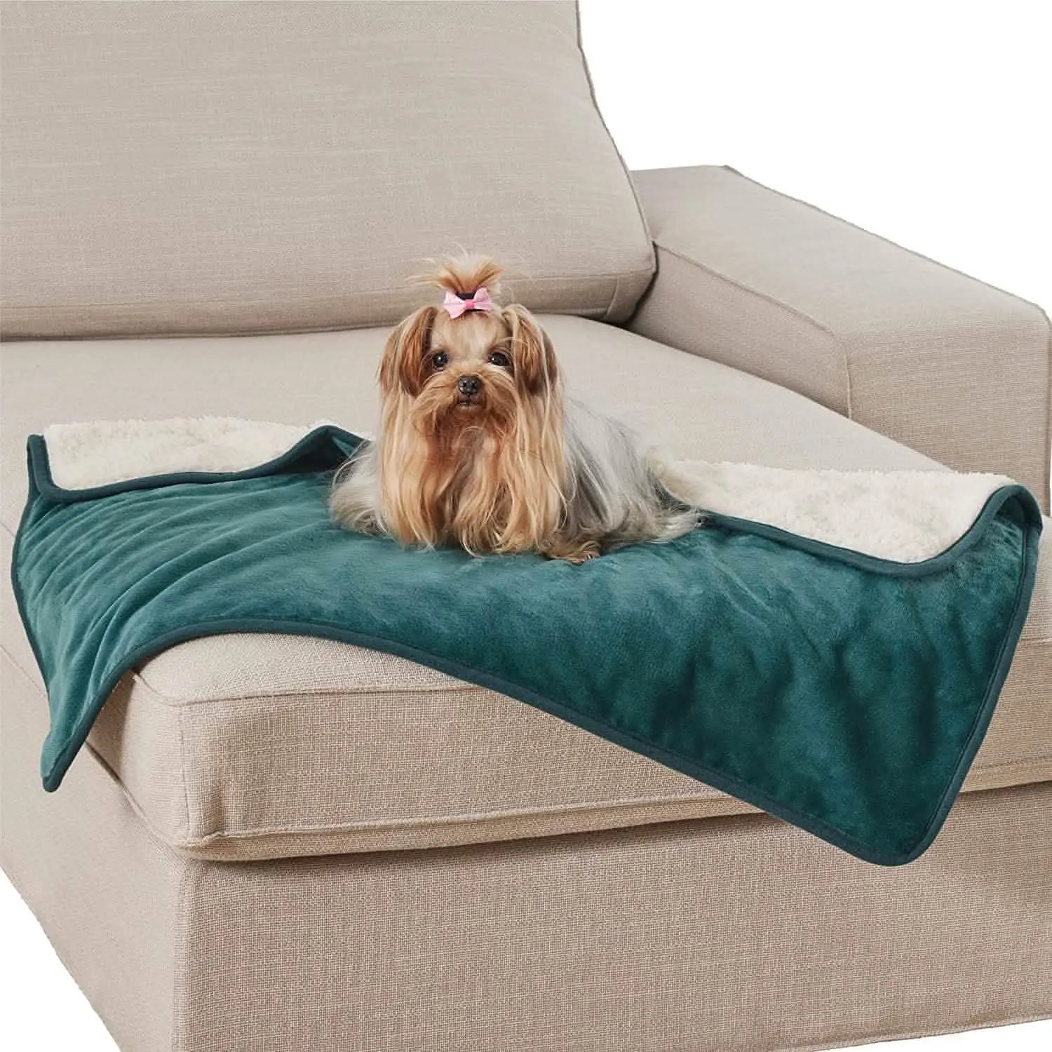 Reversible Sherpa and Microfiber Fleece Dog Blanket