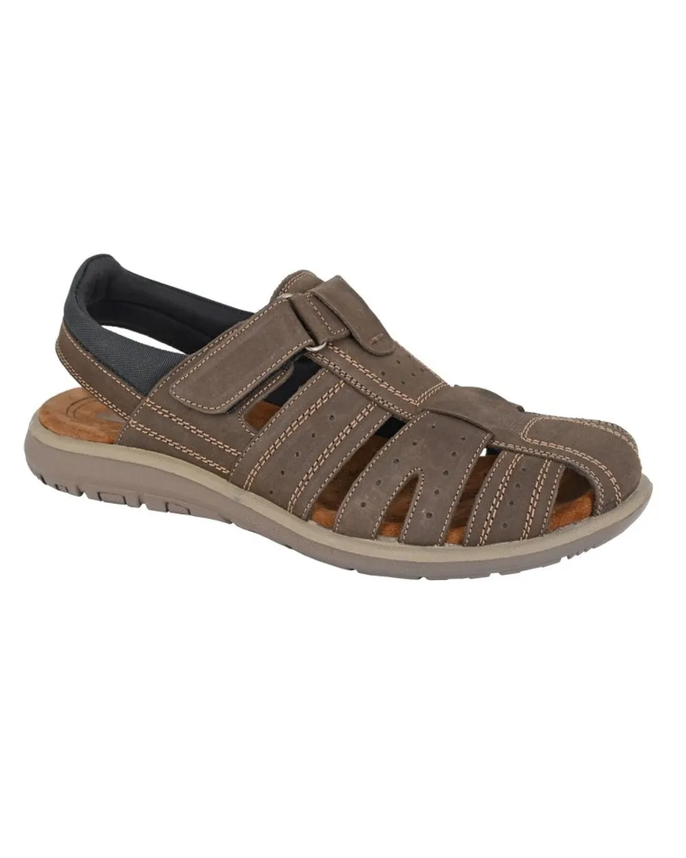 Roamers Mens Leather Fastening Back In Sandals