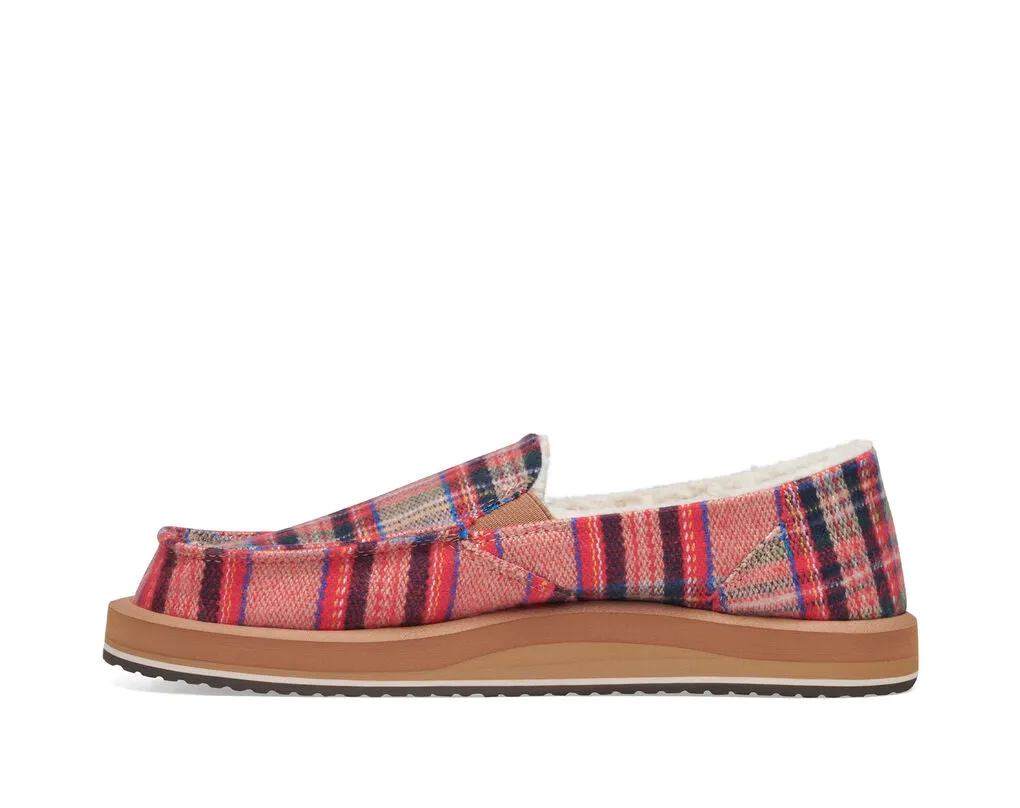 Sanuk Donna ST Plaid Chill Shoe-Red Multi