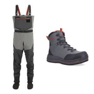 Simms Freestone Waders and Freestone Felt Sole Wading Boots Outfit Deal