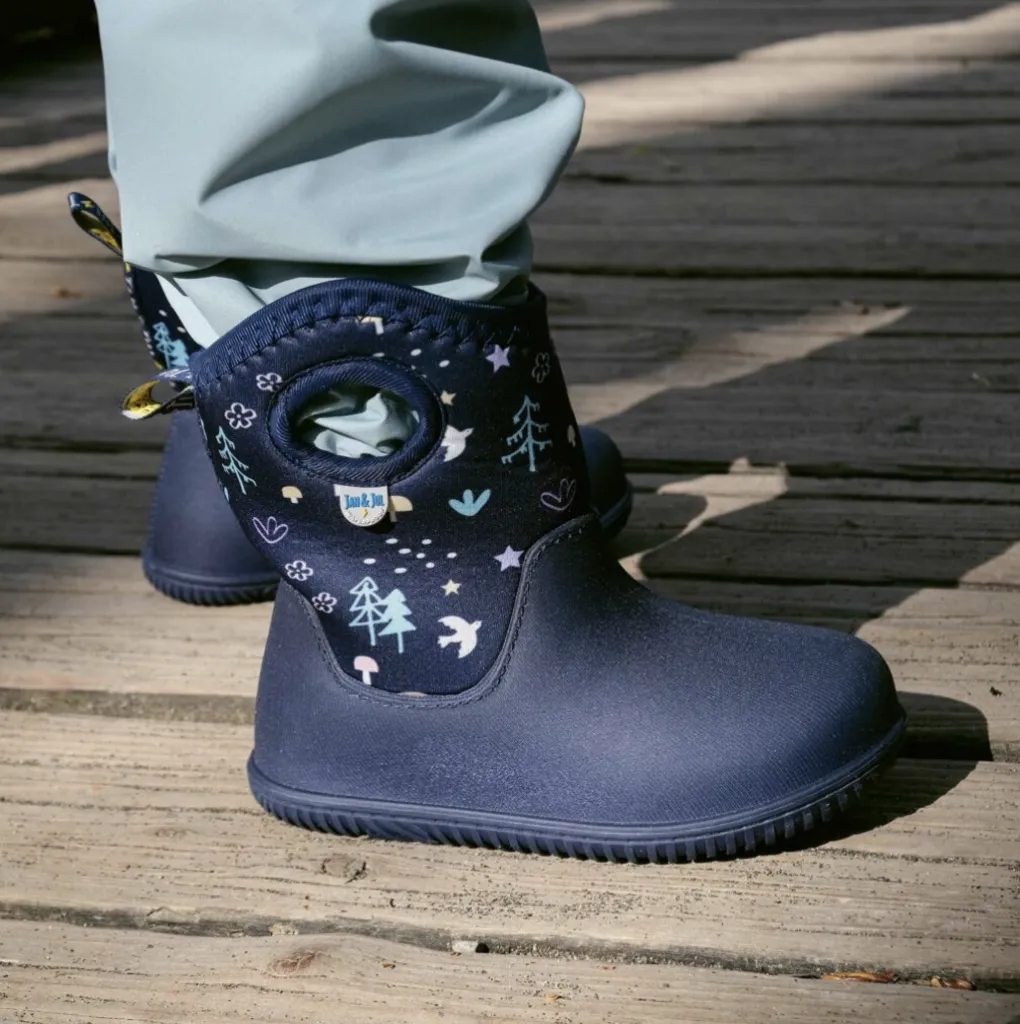 Size 7: Jan & Jul NAVY FOREST Birch Toasty-Dry Lite Winter Rain Boots NEW