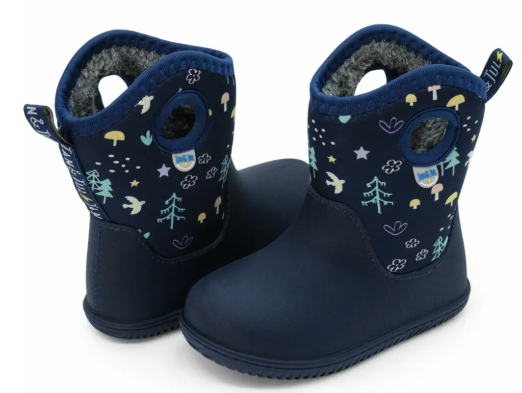 Size 7: Jan & Jul NAVY FOREST Birch Toasty-Dry Lite Winter Rain Boots NEW