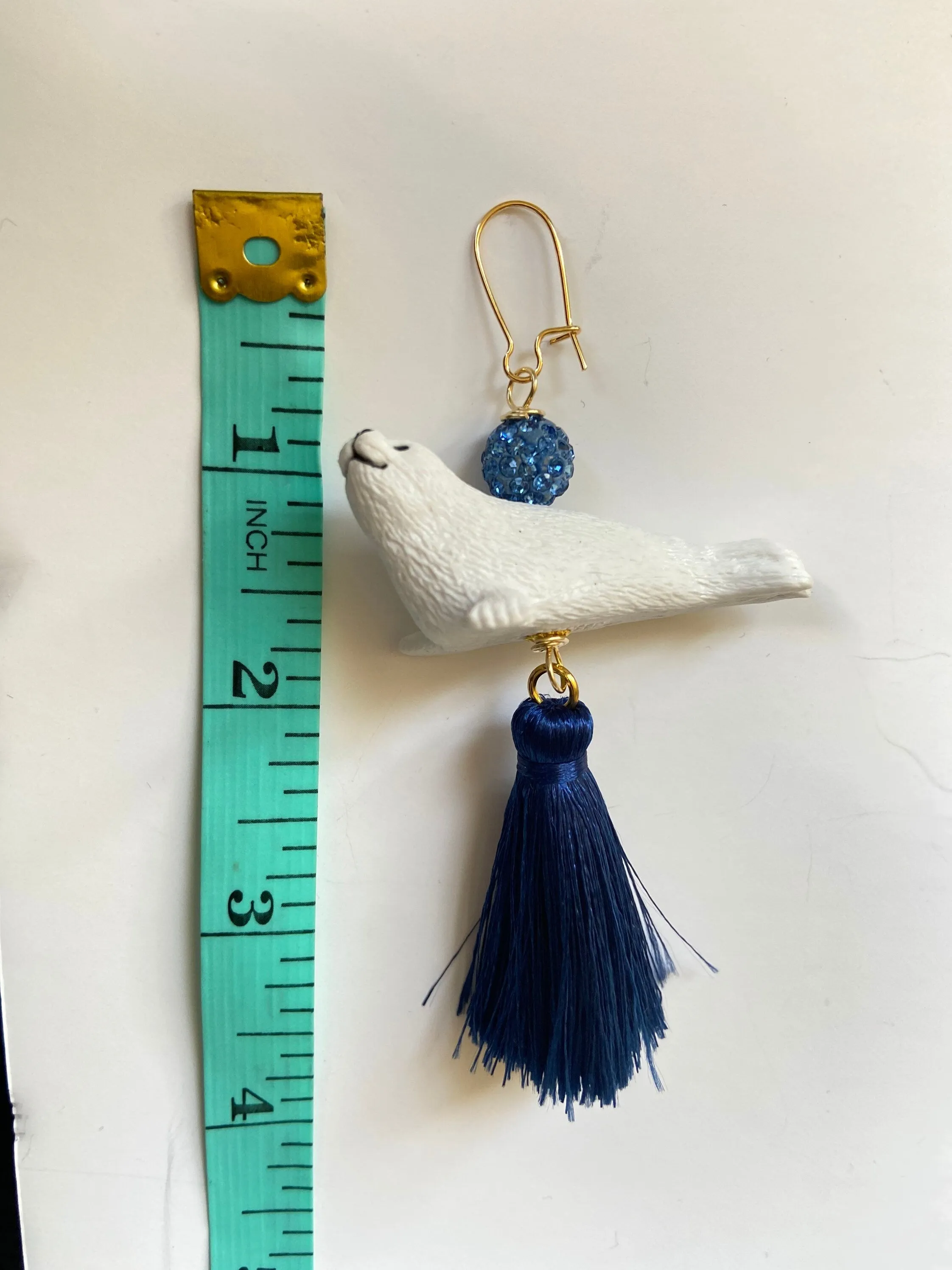 Smiley Seal Tassel Earrings