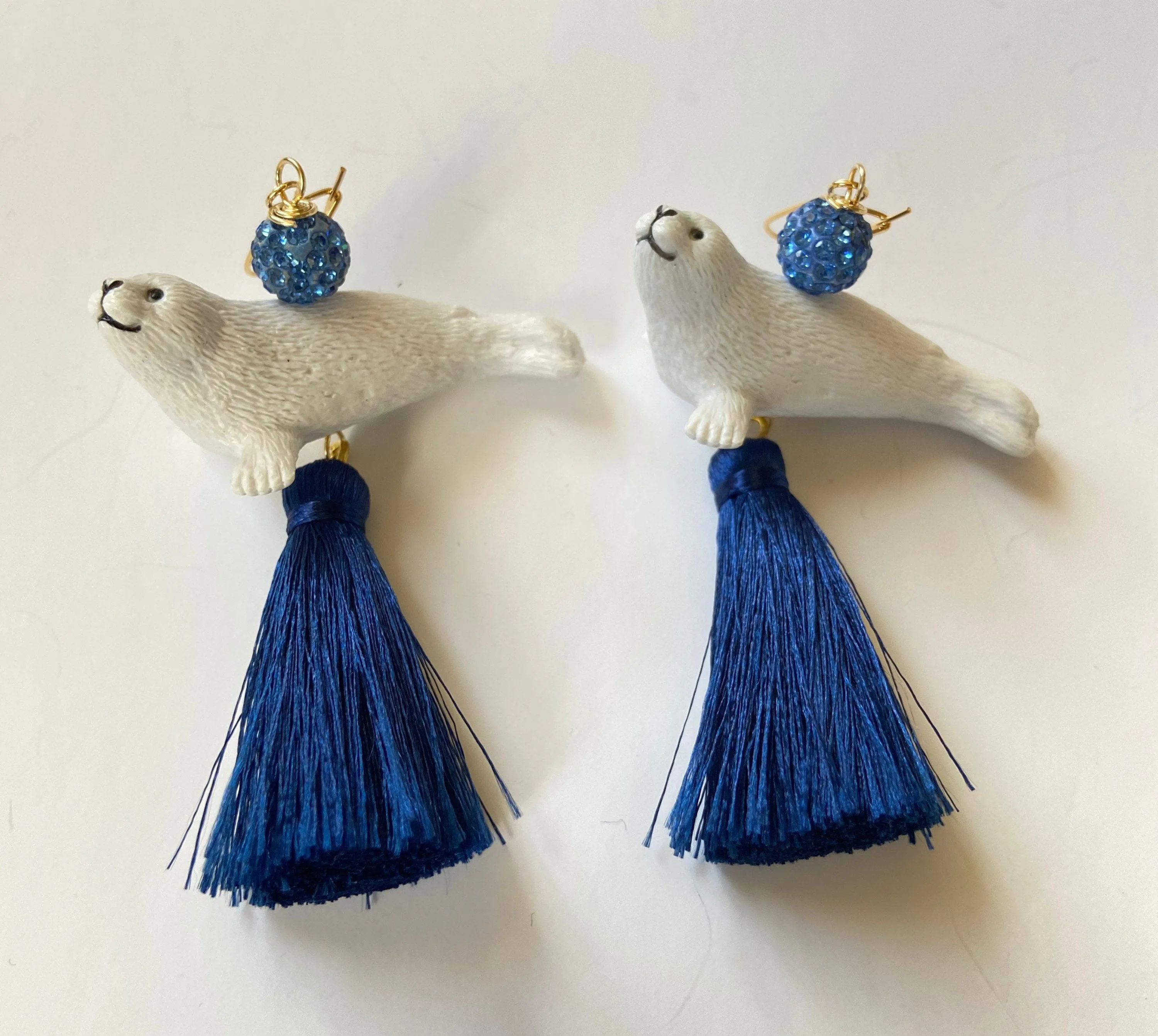 Smiley Seal Tassel Earrings