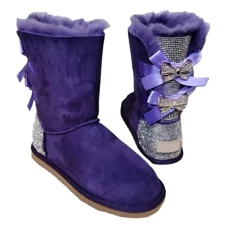 stylish winter boots for women in stock Sparkle with bow with jewel winter   boots