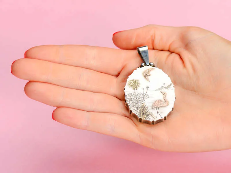 Tropical Isle - Victorian Silver Bird Locket