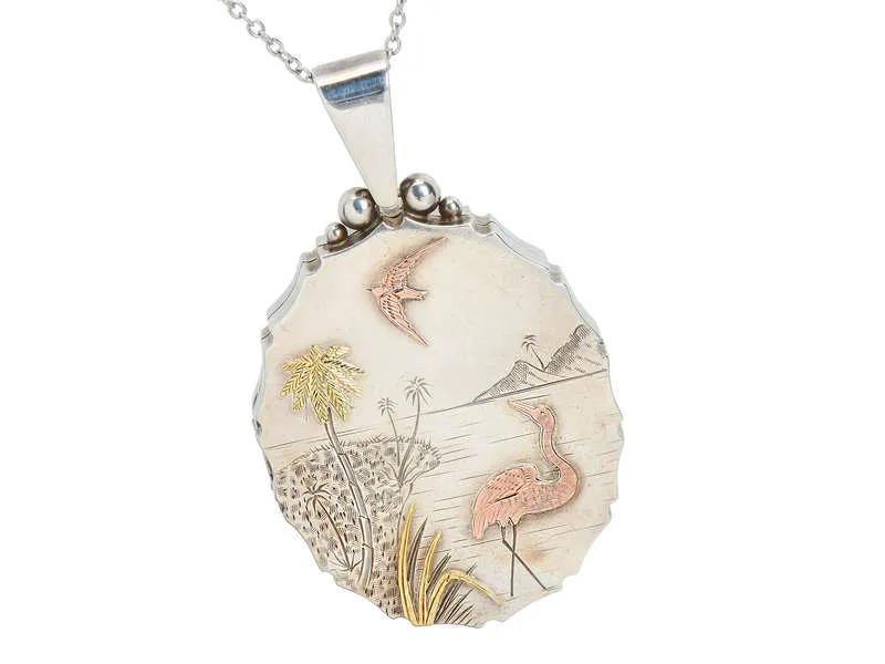 Tropical Isle - Victorian Silver Bird Locket