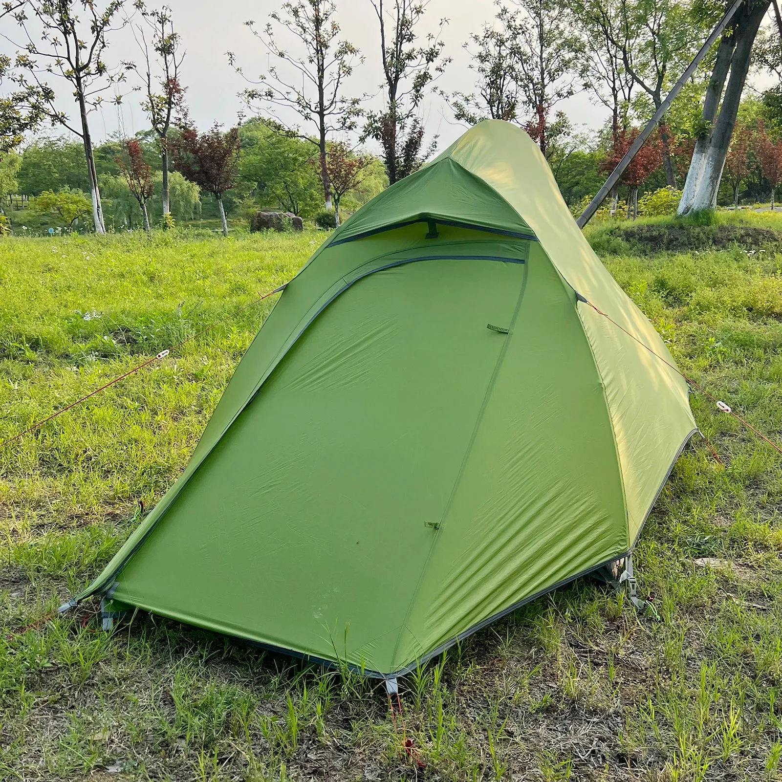 Ultralight 20D Tent Outdoor Camping Tent for 1-2 Person Double Y Fish Ridge Design Tent Waterproof Windproof Camping Tent