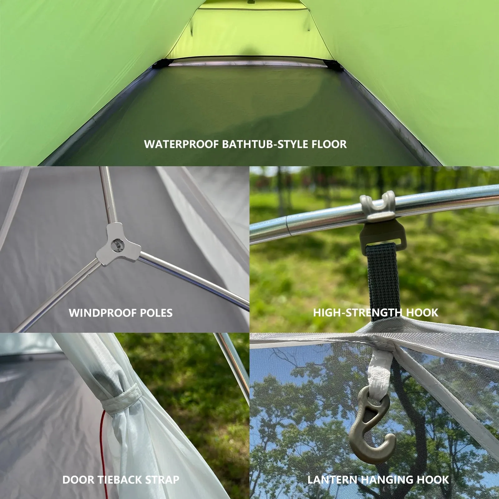 Ultralight 20D Tent Outdoor Camping Tent for 1-2 Person Double Y Fish Ridge Design Tent Waterproof Windproof Camping Tent