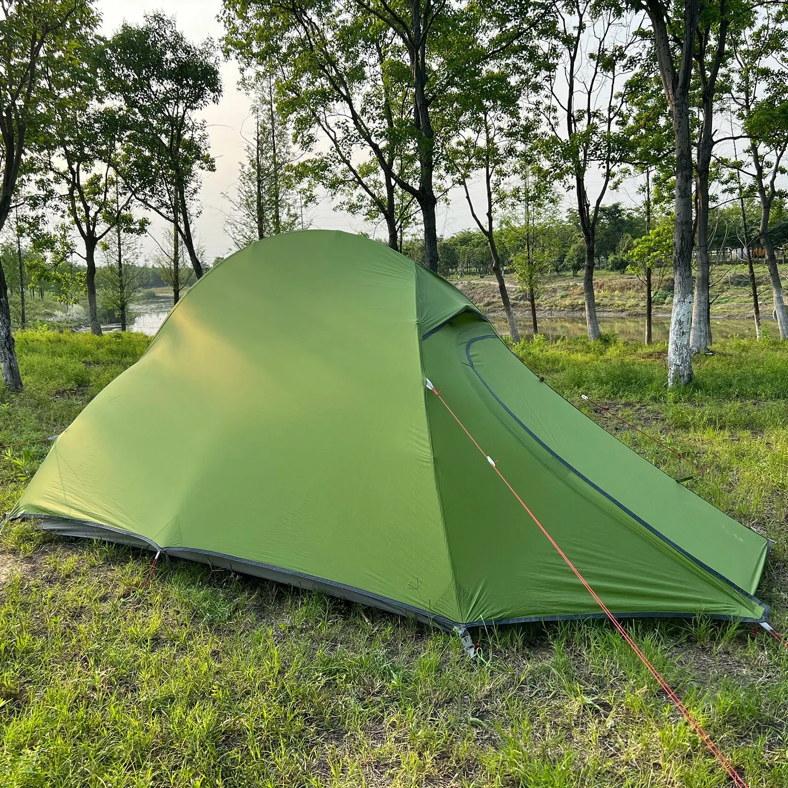 Ultralight 20D Tent Outdoor Camping Tent for 1-2 Person Double Y Fish Ridge Design Tent Waterproof Windproof Camping Tent