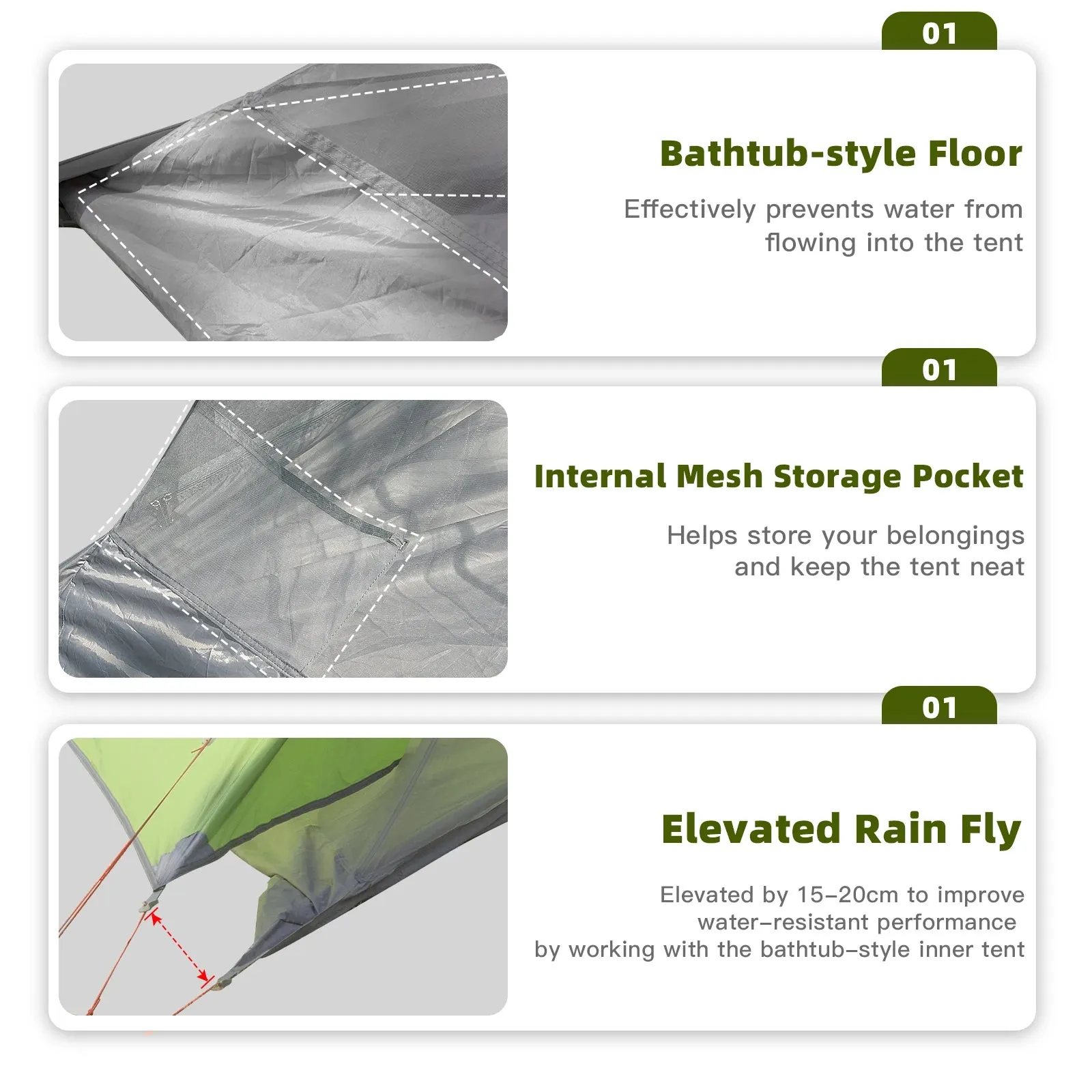 Ultralight Pyramid Tent for 1-2 Persons 20D Camping Tent Waterproof Tent with Breathable Mesh Inner Outdoor Hiking Travel Tent