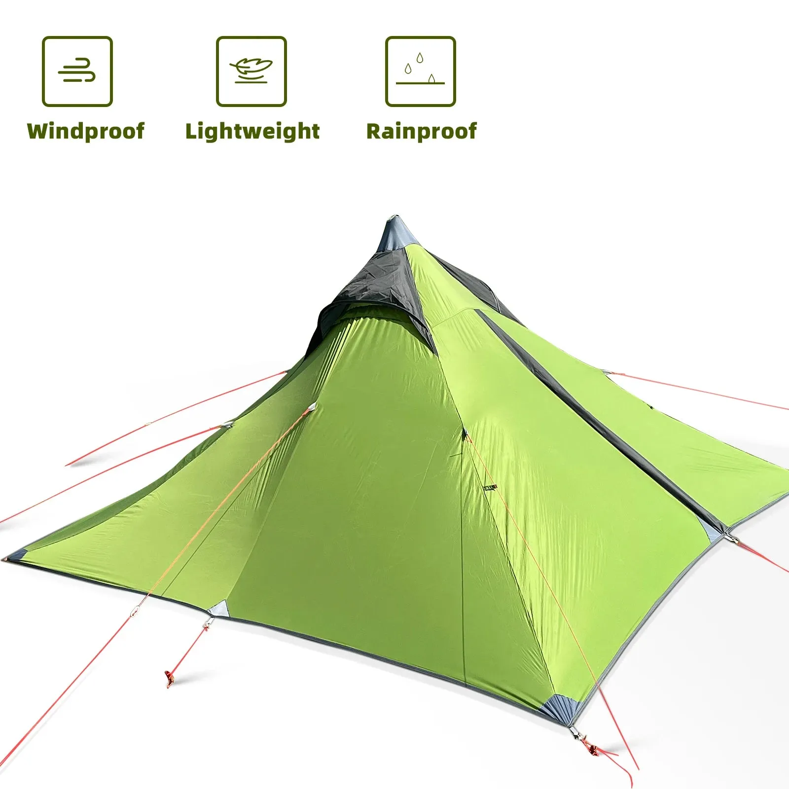 Ultralight Pyramid Tent for 1-2 Persons 20D Camping Tent Waterproof Tent with Breathable Mesh Inner Outdoor Hiking Travel Tent