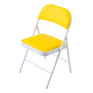 UMAI Outdoor Furniture Folding Chair | Metal Frame & PVC   Sponge Seat | Portable Lightweight Anti Slip Legs | Multipurpose Balcony Garden Camping | Indoor & Outdoor | Yellow | 400 * 400 * 0.65mm.