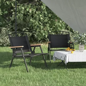 vidaXL Camping Chairs 2 pcs Black 54x43x59cm Oxford Fabric