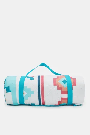 White And Blue Arabic Foldable Camping Carpet